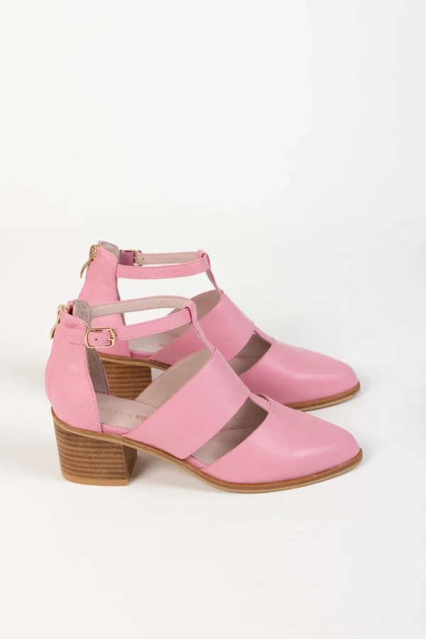 Footwear-ANDREA BIANI EMBER HEEL PINK LEATHER