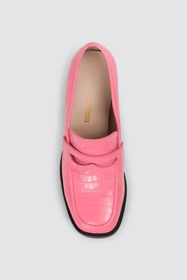 Footwear-ANDREA BIANI HOLLY LOAFER PINK CROC LEATHER