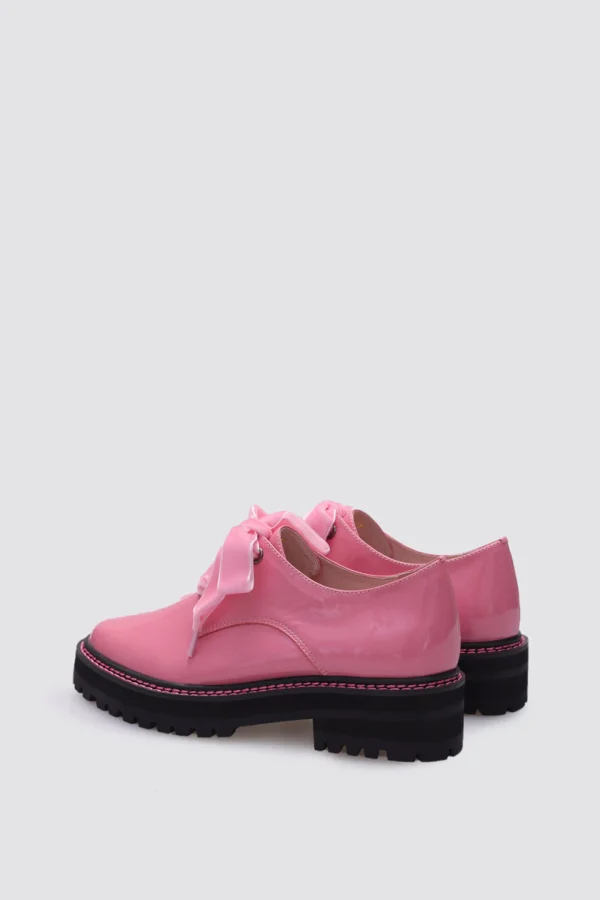 Footwear-ANDREA BIANI HONEY LACE UP FLAT PINK PATENT LEATHER