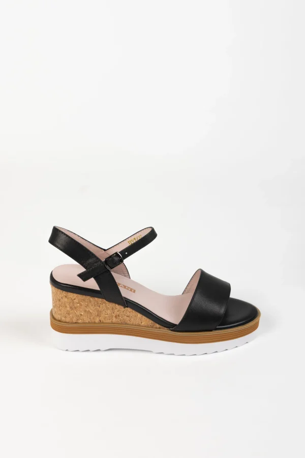 Footwear-ANDREA BIANI IPPY WEDGE BLACK LEATHER