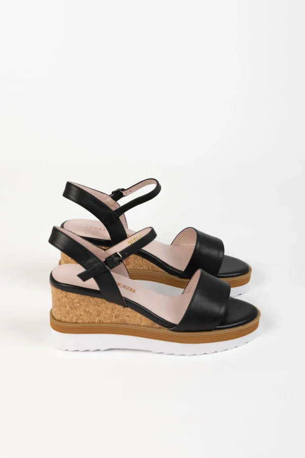 Footwear-ANDREA BIANI IPPY WEDGE BLACK LEATHER