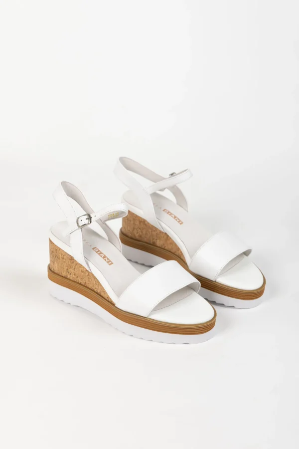 Footwear-ANDREA BIANI IPPY WEDGE WHITE LEATHER