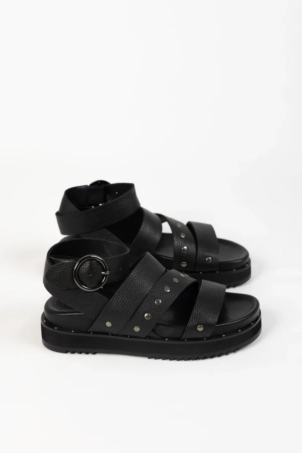 Footwear-ANDREA BIANI ISEE SANDAL BLACK TUMBLE LEATHER