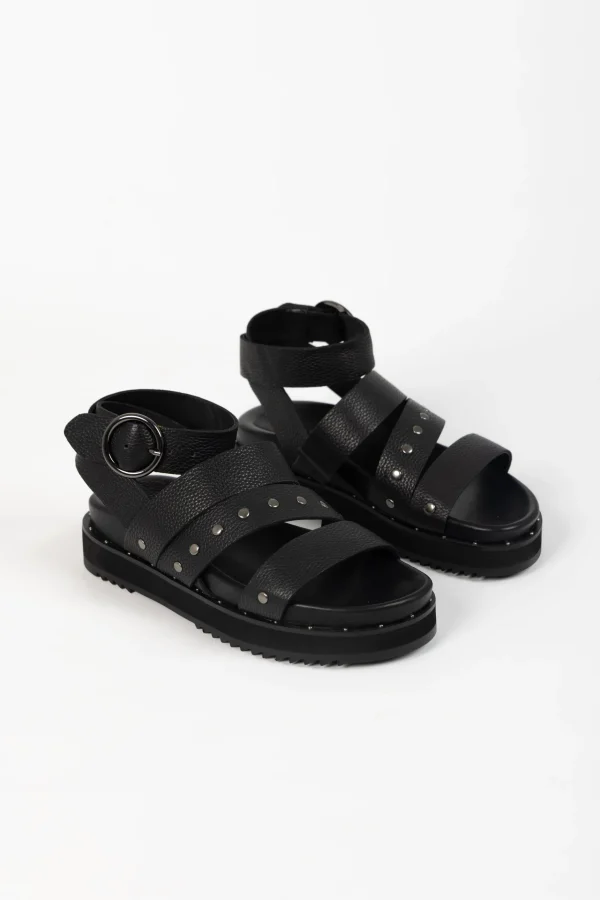 Footwear-ANDREA BIANI ISEE SANDAL BLACK TUMBLE LEATHER