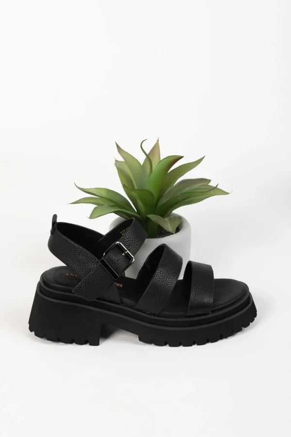 Footwear-ANDREA BIANI IVY SANDAL BLACK TUMBLE LEATHER