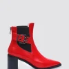 Footwear-ANDREA BIANI JOAN ANKLE BOOT RED PATENT LEATHER