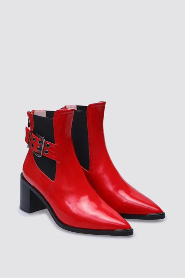 Footwear-ANDREA BIANI JOAN ANKLE BOOT RED PATENT LEATHER