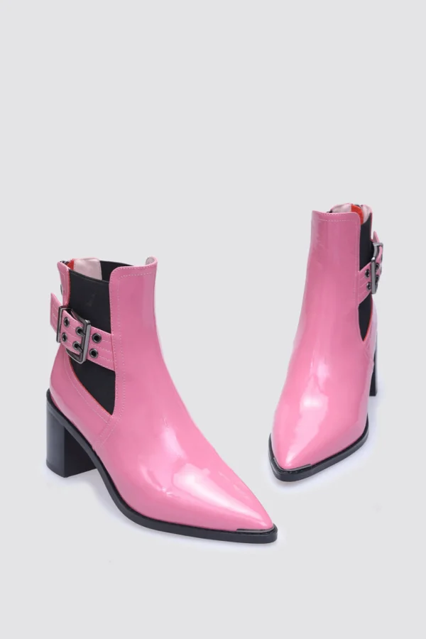 Footwear-ANDREA BIANI JOAN ANKLE BOOT PINK PATENT LEATHER