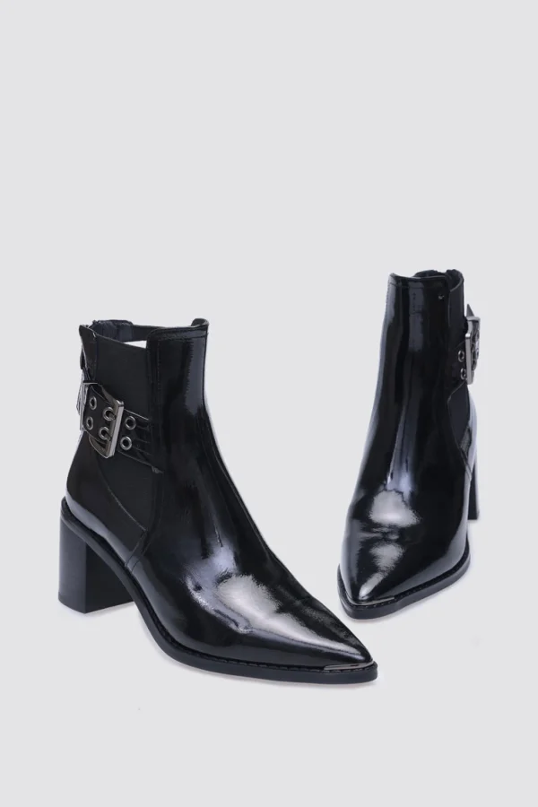 Footwear-ANDREA BIANI JOAN ANKLE BOOT BLACK PATENT LEATHER