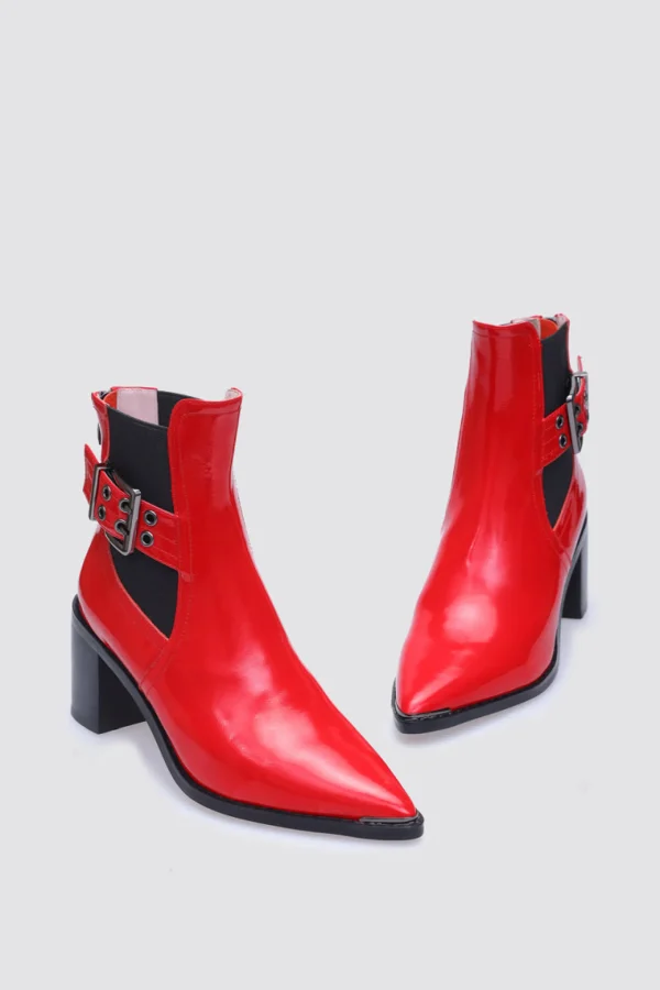 Footwear-ANDREA BIANI JOAN ANKLE BOOT RED PATENT LEATHER