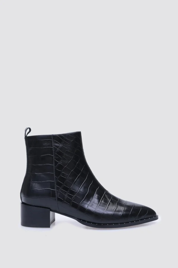 Footwear-ANDREA BIANI JOCELYN ANKLE BOOT BLACK CROC LEATHER