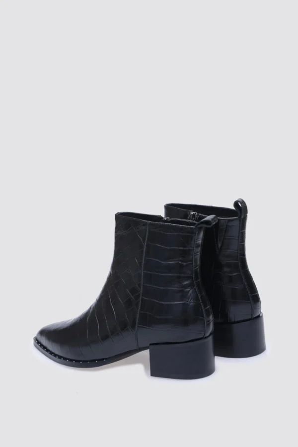 Footwear-ANDREA BIANI JOCELYN ANKLE BOOT BLACK CROC LEATHER
