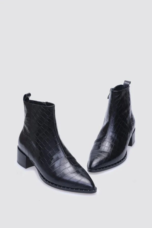 Footwear-ANDREA BIANI JOCELYN ANKLE BOOT BLACK CROC LEATHER