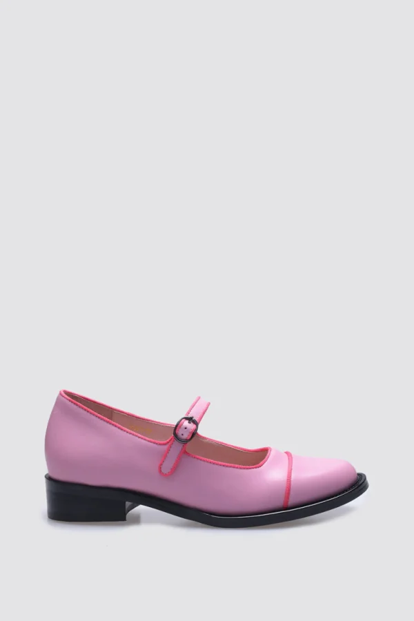 Footwear-ANDREA BIANI JUICY MARYJANE FLAT PINK LEATHER