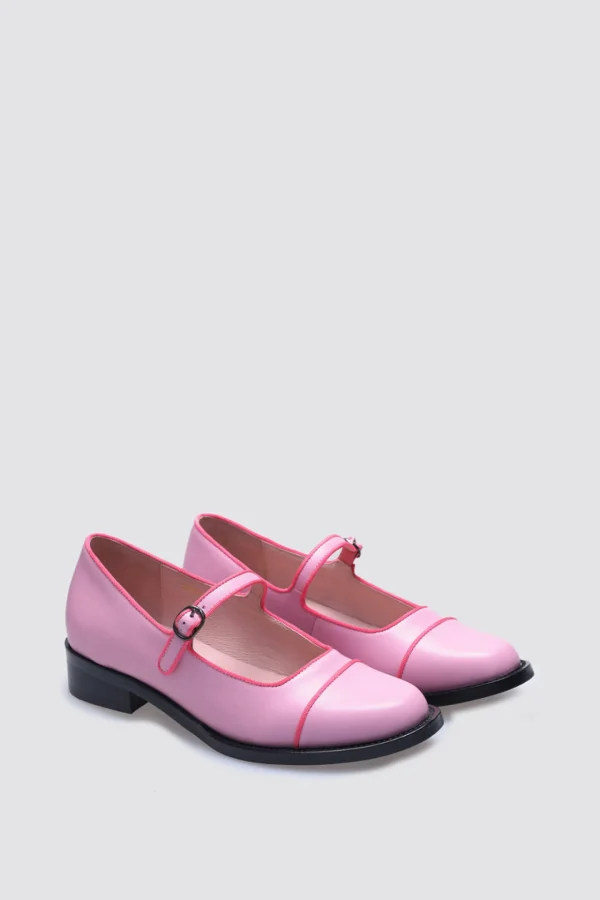Footwear-ANDREA BIANI JUICY MARYJANE FLAT PINK LEATHER