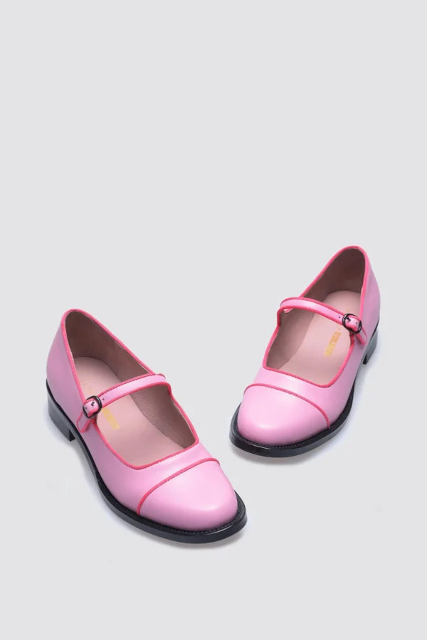 Footwear-ANDREA BIANI JUICY MARYJANE FLAT PINK LEATHER