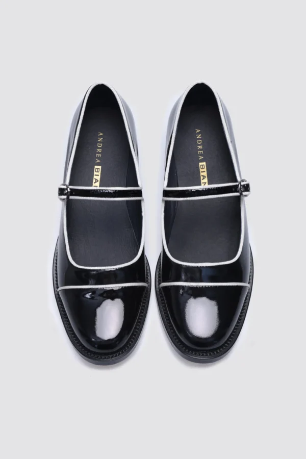 Footwear-ANDREA BIANI JUICY MARYJANE FLAT BLACK PATENT LEATHER