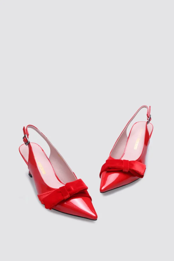 Footwear-ANDREA BIANI JULIA SLINGBLACK HEEL RED PATENT LEATHER