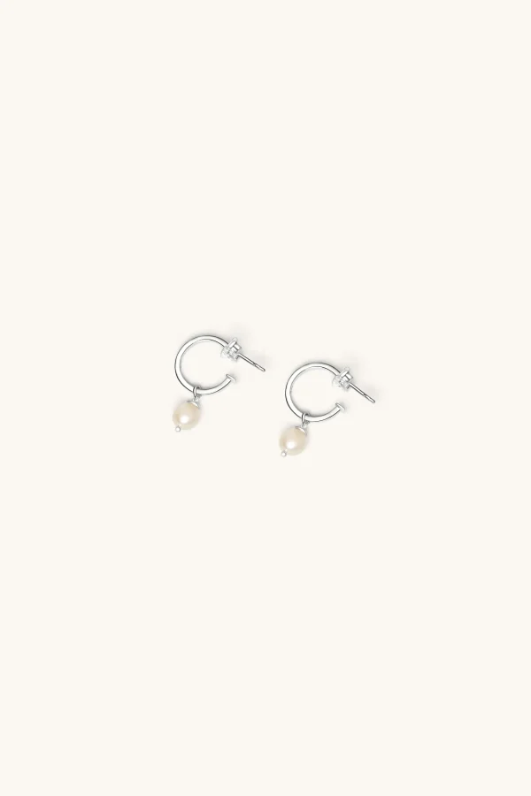 Freshwater Pearls | 925 Sterling Silver-BLANK SPACE. BABY PEARL HOOP EARRINGS