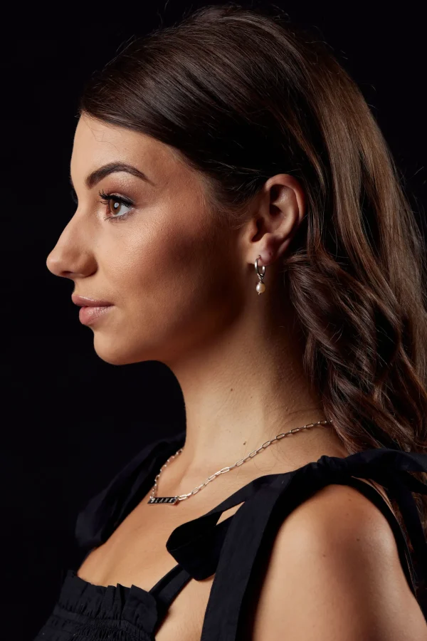 Freshwater Pearls | 925 Sterling Silver-BLANK SPACE. BABY PEARL HOOP EARRINGS
