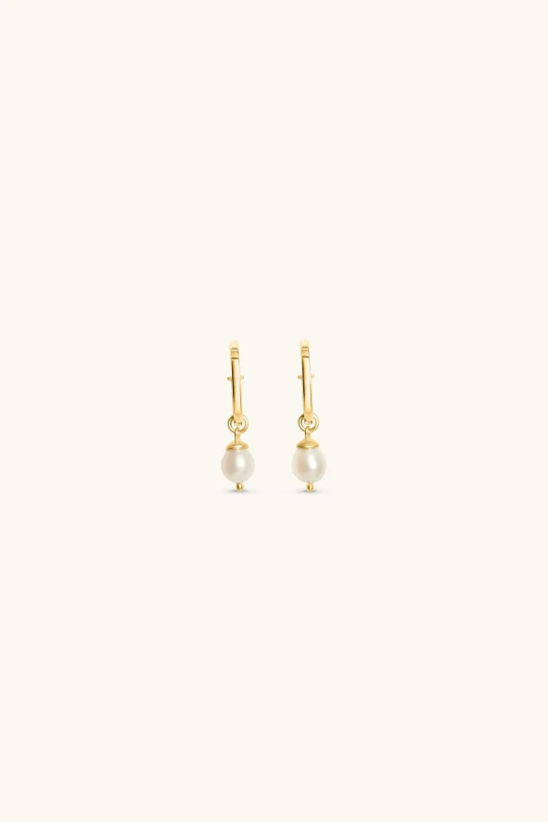 Freshwater Pearls | 18Kt Gold Plated-BLANK SPACE. BABY PEARL HOOP EARRINGS 18KT GOLD