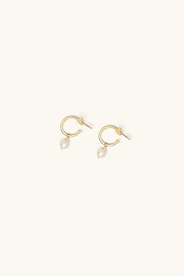 Freshwater Pearls | 18Kt Gold Plated-BLANK SPACE. BABY PEARL HOOP EARRINGS 18KT GOLD