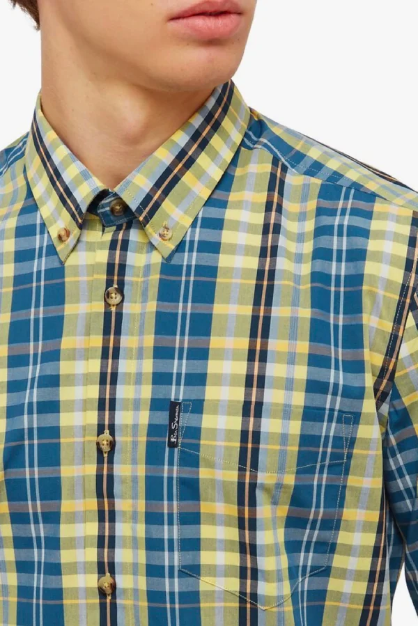 Shirts-BEN SHERMAN POP TARTAN CHECK SHIRT - MOOD INDIGO