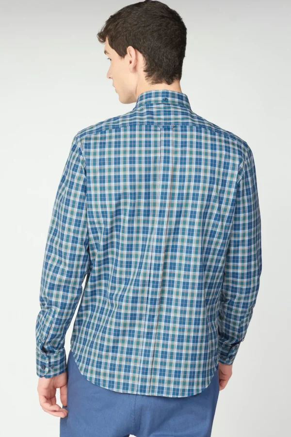 Shirts-BEN SHERMAN TARTAN CHECK SHIRT - SEA