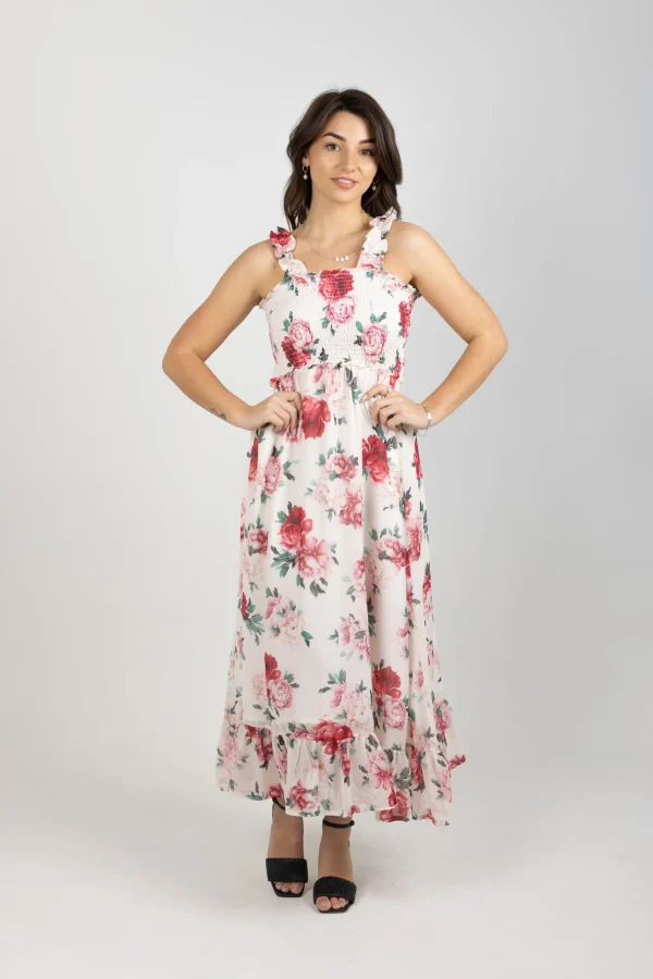 Dresses-BLANK SPACE LABEL CASEY DRESS MY SECRET GARDEN IVORY