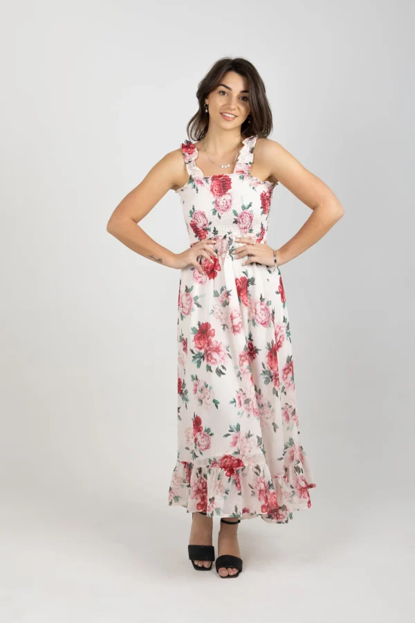 Dresses-BLANK SPACE LABEL CASEY DRESS MY SECRET GARDEN IVORY