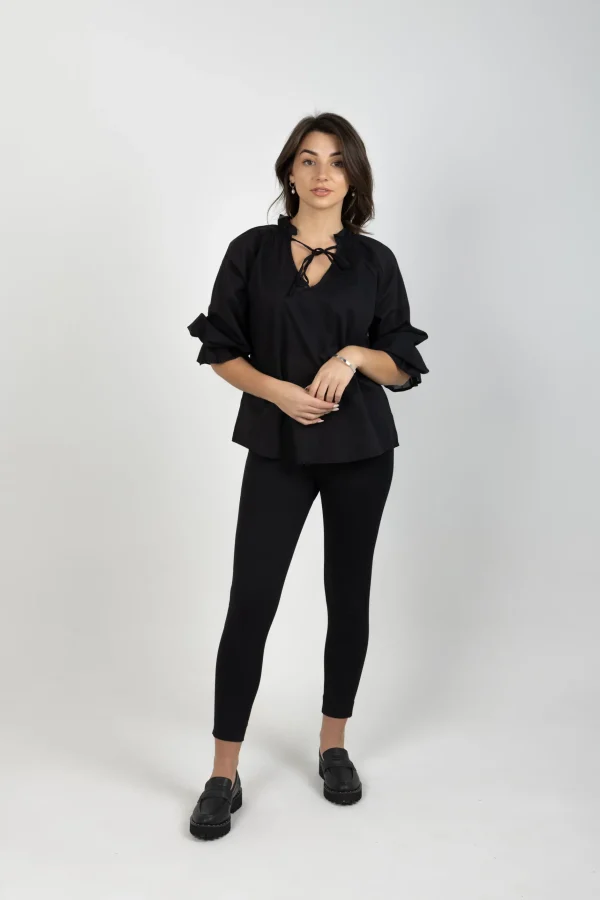 Shirts & Tops-BLANK SPACE LABEL GEORGINA TOP BLACK VOILE