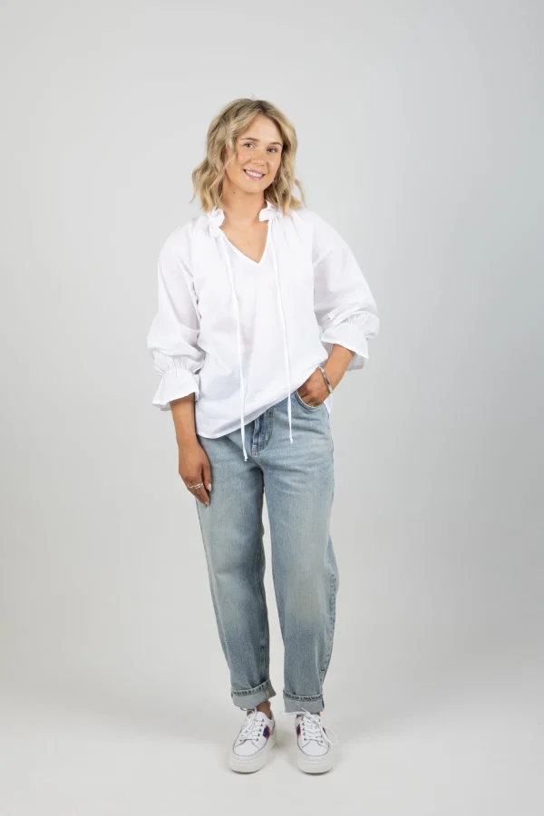 Shirts & Tops-BLANK SPACE LABEL GEORGINA TOP WHITE VOILE