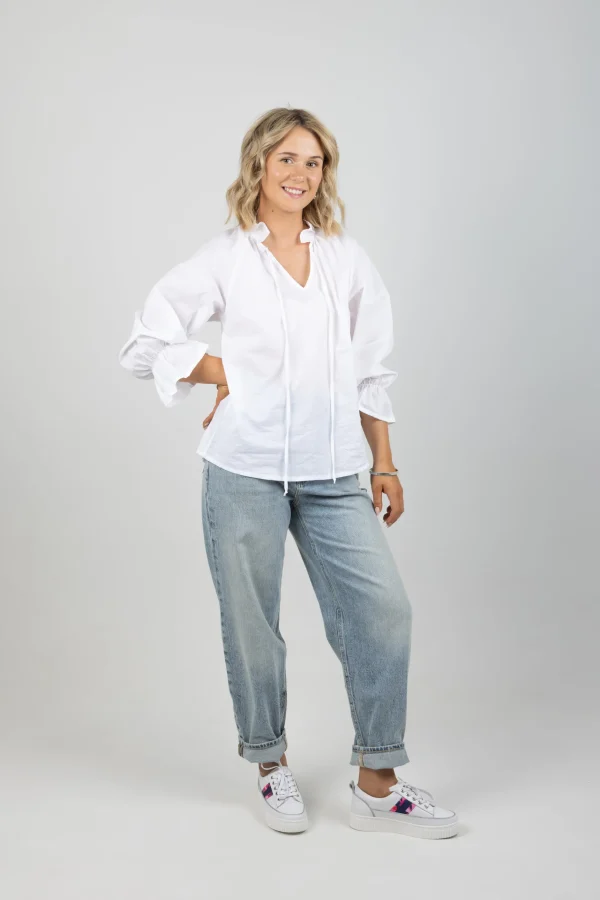 Shirts & Tops-BLANK SPACE LABEL GEORGINA TOP WHITE VOILE