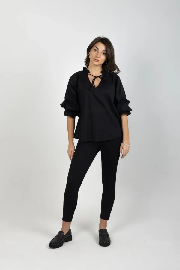 Shirts & Tops-BLANK SPACE LABEL GEORGINA TOP BLACK VOILE