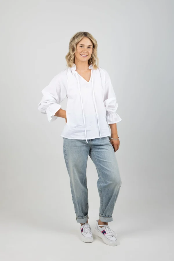 Shirts & Tops-BLANK SPACE LABEL GEORGINA TOP WHITE VOILE