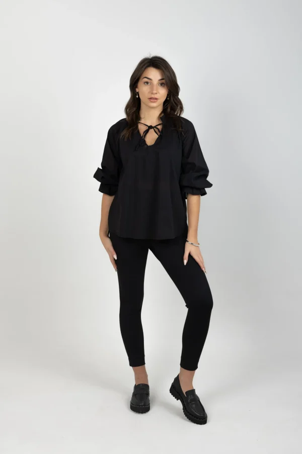 Shirts & Tops-BLANK SPACE LABEL GEORGINA TOP BLACK VOILE