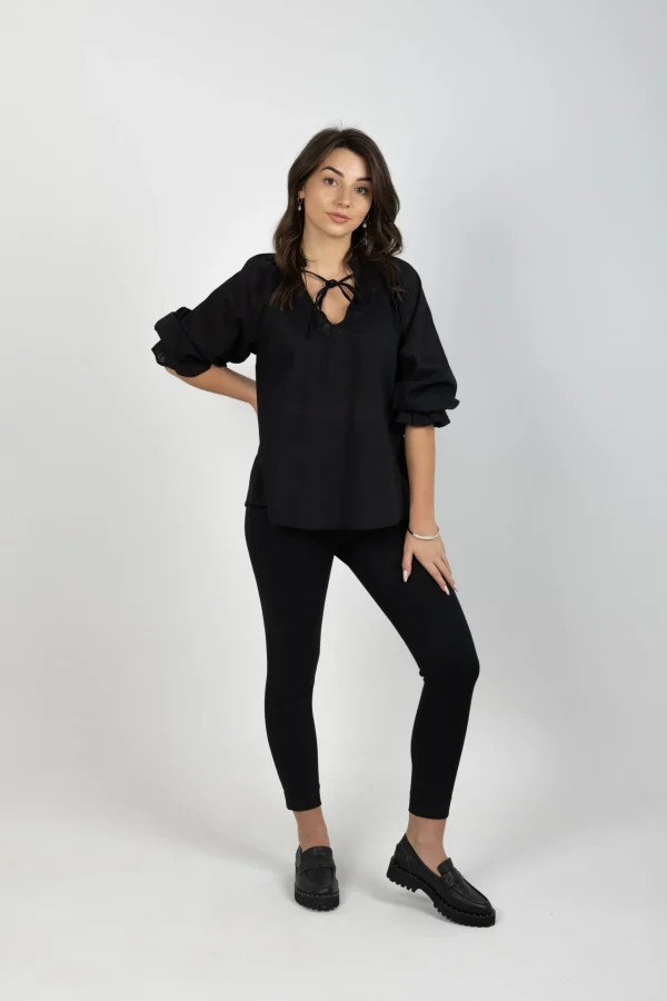 Shirts & Tops-BLANK SPACE LABEL GEORGINA TOP BLACK VOILE