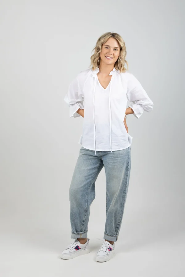 Shirts & Tops-BLANK SPACE LABEL GEORGINA TOP WHITE VOILE