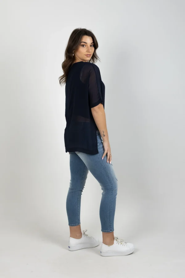 Shirts & Tops-BLANK SPACE LABEL GRACE TEE BLUE NOIR