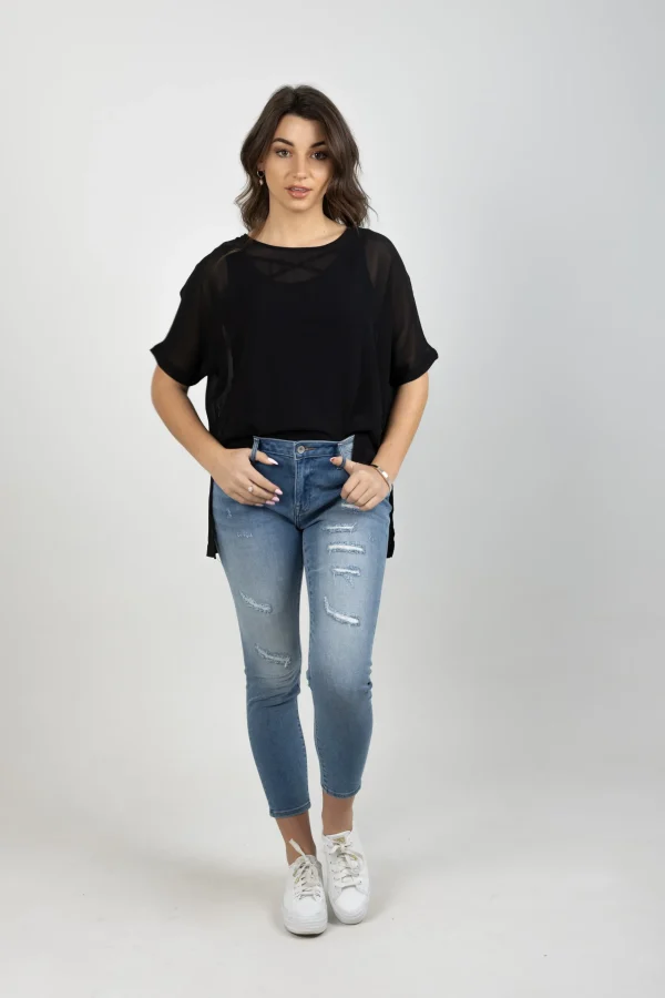 Shirts & Tops-BLANK SPACE LABEL GRACE TEE BLACK