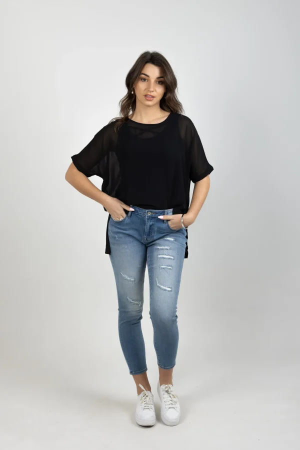 Shirts & Tops-BLANK SPACE LABEL GRACE TEE BLACK