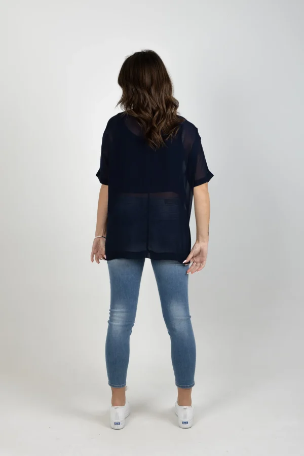 Shirts & Tops-BLANK SPACE LABEL GRACE TEE BLUE NOIR