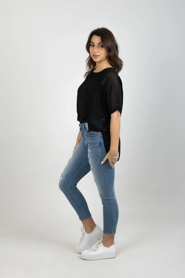 Shirts & Tops-BLANK SPACE LABEL GRACE TEE BLACK