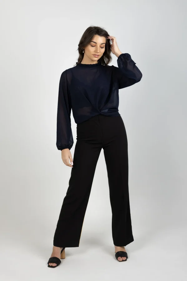Shirts & Tops-BLANK SPACE LABEL JULIA TOP BLUE NOIR