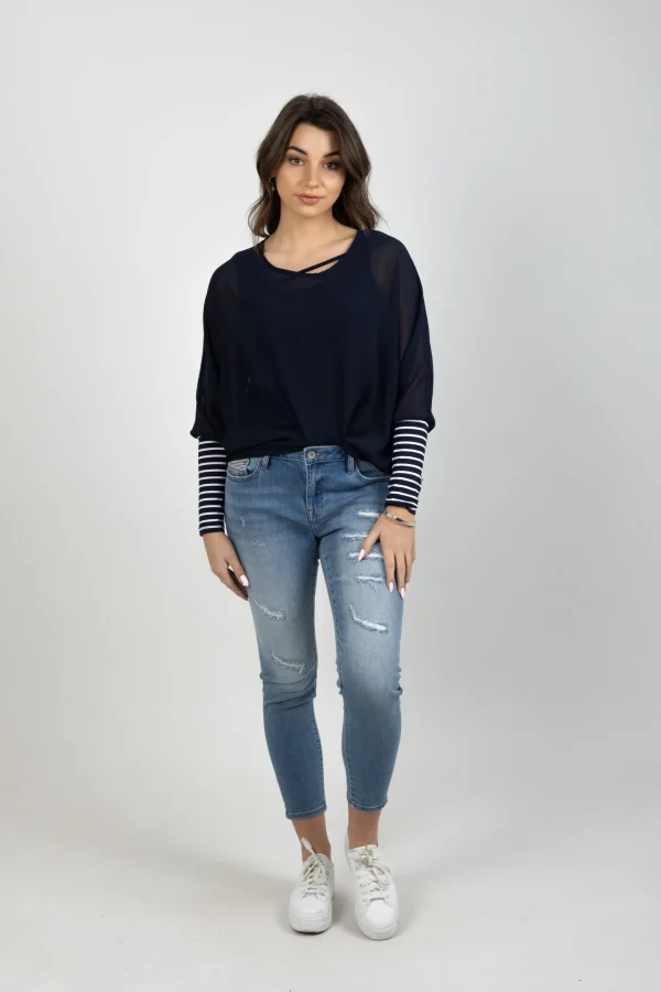Shirts & Tops-BLANK SPACE LABEL LUCY TOP BLUE NOIR
