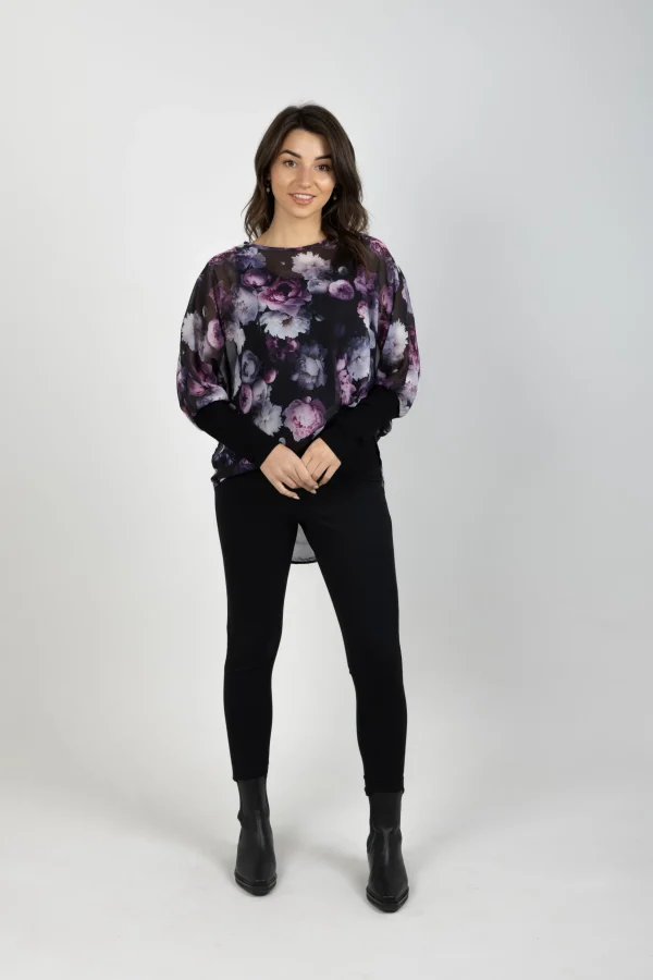 Shirts & Tops-BLANK SPACE LABEL LUCY TOP MOONLIGHT GARDEN