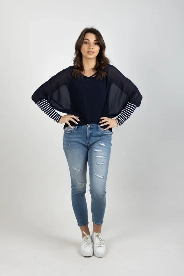 Shirts & Tops-BLANK SPACE LABEL LUCY TOP BLUE NOIR