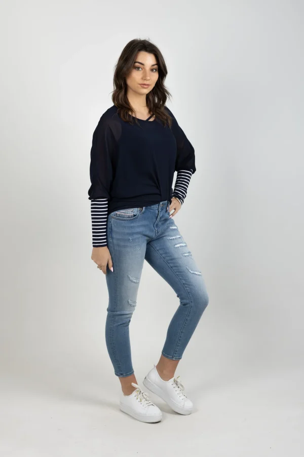 Shirts & Tops-BLANK SPACE LABEL LUCY TOP BLUE NOIR