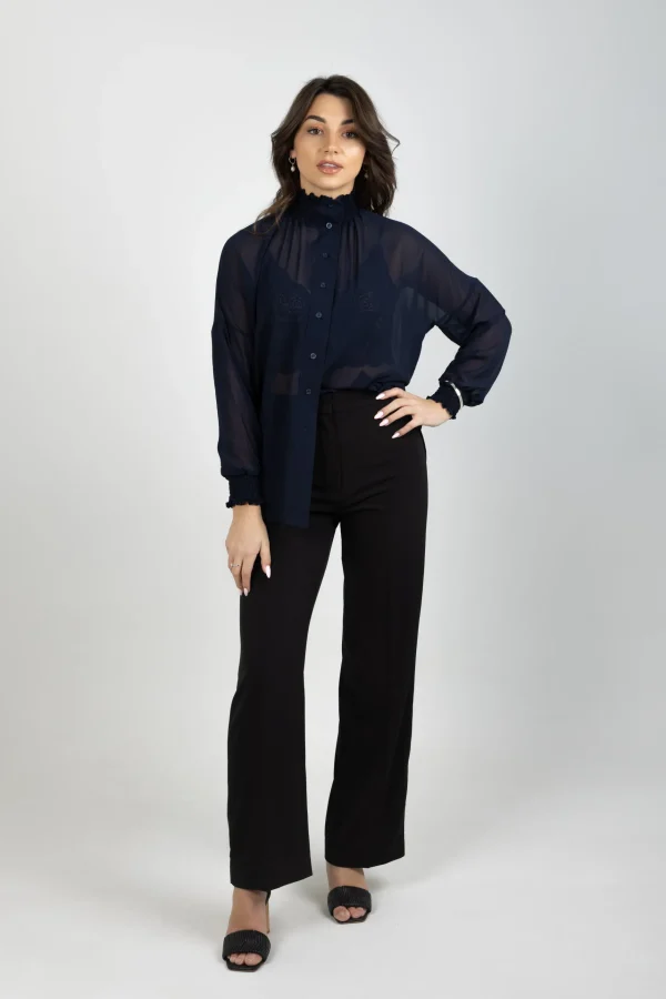 Shirts & Tops-BLANK SPACE LABEL MILAN SHIRT BLUE NOIR