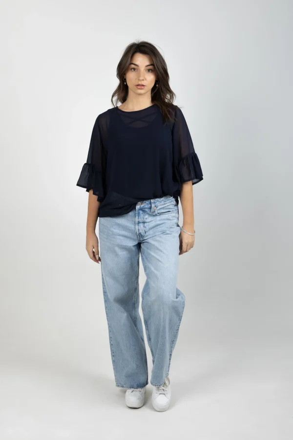 Shirts & Tops-BLANK SPACE LABEL SASHA TOP BLUE NOIR